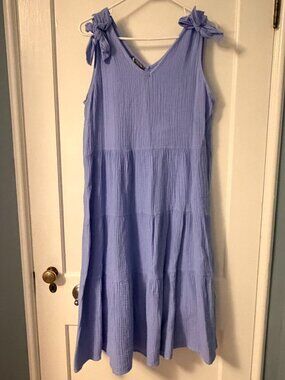 Pistache made in Italy gauzy cotton tiered midi dress NWT size medium purple